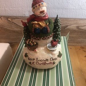 Keep Friends Close Snowman Figurine Tune Wish You A Merry Christmas Musical